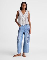 The Blaire Sleeveless Top BLUE WHITE MICRO STRIPE