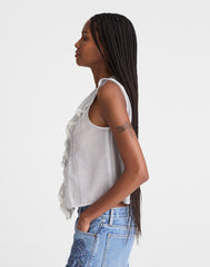 The Blaire Sleeveless Top BLUE WHITE MICRO STRIPE