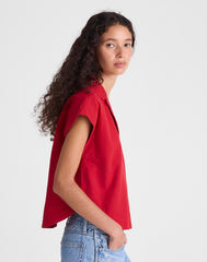 Notch-Collar Shirt in Seersucker RED CURRANT