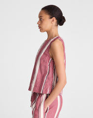 Shell Top in 100% Linen RED CURRANT