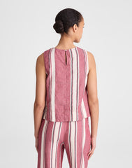 Shell Top in 100% Linen RED CURRANT