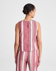 Shell Top in 100% Linen RED CURRANT