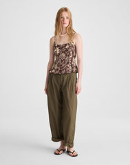 Darted Peplum Cami Top DARK BROWN