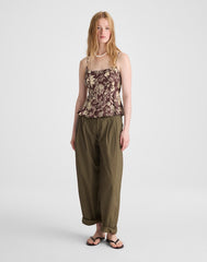 Darted Peplum Cami Top DARK BROWN