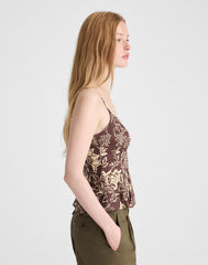 Darted Peplum Cami Top DARK BROWN
