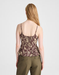 Darted Peplum Cami Top DARK BROWN