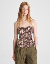 Darted Peplum Cami Top DARK BROWN
