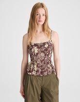 Darted Peplum Cami Top DARK BROWN