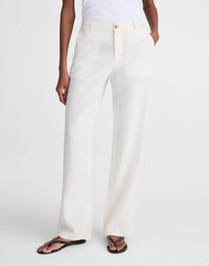 The Tall Zoe Relaxed Straight Pant in 100% Linen IVORY LINEN
