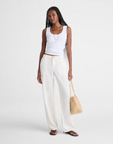 The Tall Zoe Relaxed Straight Pant in 100% Linen IVORY LINEN
