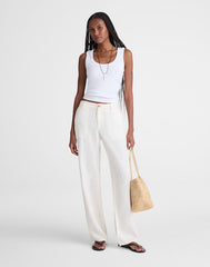 The Tall Zoe Relaxed Straight Pant in 100% Linen IVORY LINEN