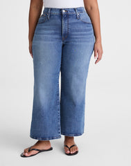 The Plus Wide-Leg Crop Jean in Super Stretch Denim ONEIDA WASH