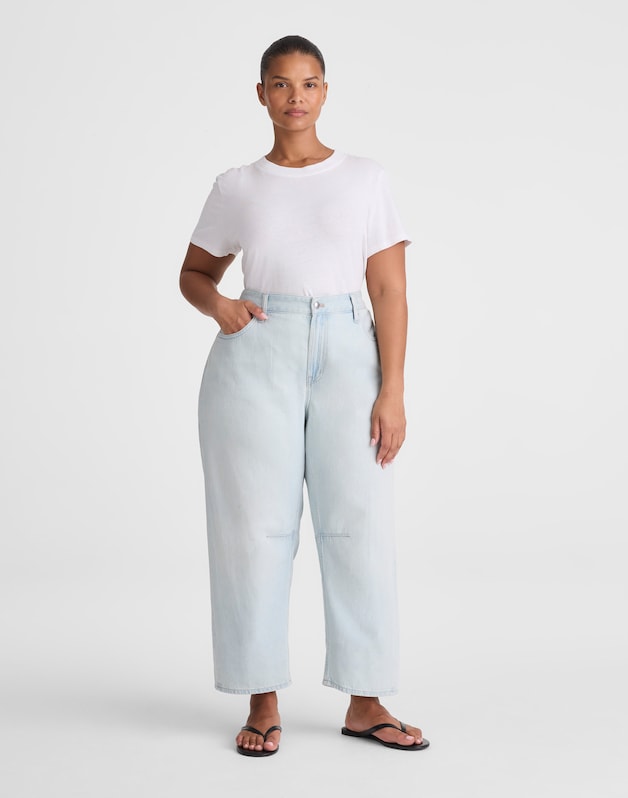 The Plus Darted Barrel-Leg Jean in Airy Denim LAGUNA WASH