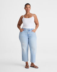 The Plus Longline Straight Crop Jean in Foster Wash FOSTER WASH