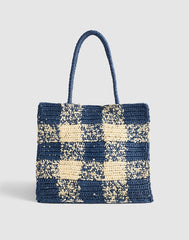 Handwoven Oversized Tote NAVY MULTI