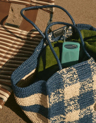 Handwoven Oversized Tote NAVY MULTI