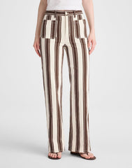 The Short Emmy Wide-Leg Pant DARK BROWN STRIPE