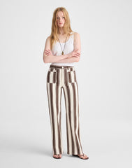 The Emmy Wide-Leg Pant DARK BROWN STRIPE