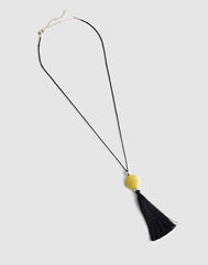 Semiprecious Tassel Long Necklace TRUE BLACK