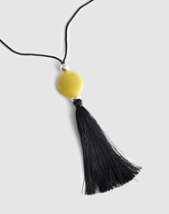 Semiprecious Tassel Long Necklace TRUE BLACK