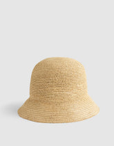 Hand-Crocheted Seamless Bucket Hat in Raffia GOLDEN KHAKI