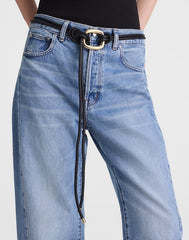 Sculpted-Buckle Tie Belt TRUE BLACK