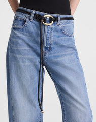 Sculpted-Buckle Tie Belt TRUE BLACK