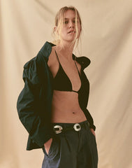 Metal-Accent Belt in Leather TRUE BLACK