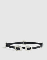 Metal-Accent Belt in Leather TRUE BLACK