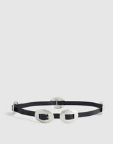 Metal-Accent Belt in Leather TRUE BLACK