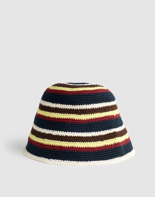 Crochet-Knit Bucket Hat CLASSIC NAVY