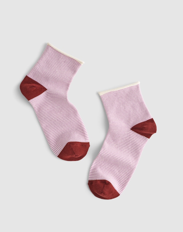Contrast-Stripe Ankle Socks WARM WISTERIA