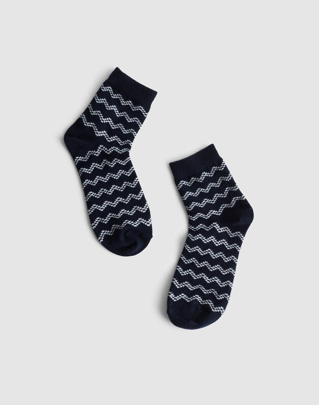 Wavy Stripe Ankle Socks CLASSIC INDIGO
