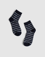 Wavy Stripe Ankle Socks CLASSIC INDIGO
