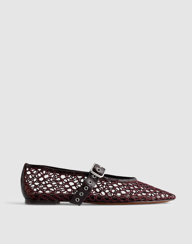The Remy Mary Jane Flat in Fishnet ESPRESSO BEAN