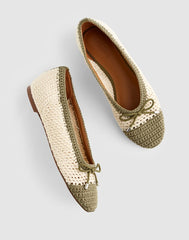 The Hester Flat in Crochet SAFARI KHAKI MULTI