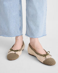 The Hester Flat in Crochet SAFARI KHAKI MULTI