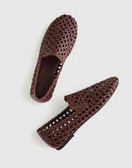 The Dolli Loafer in Woven Leather CHERRY WOOD