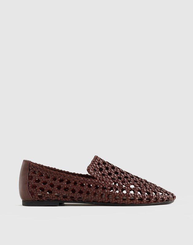 The Dolli Loafer in Woven Leather CHERRY WOOD