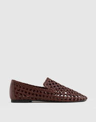 The Dolli Loafer in Woven Leather CHERRY WOOD