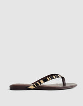 The Iggy Thong Sandal in Zebra-Print Haircalf ESPRESSO BEAN MULTI