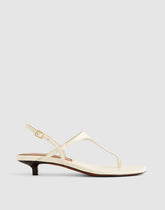 The Chiara Kitten Heel Slingback Sandal in Leather VINTAGE MUSLIN