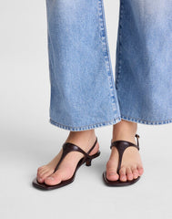 The Chiara Kitten Heel Slingback Sandal in Crinkled Leather ESPRESSO BEAN