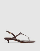 The Chiara Kitten Heel Slingback Sandal in Crinkled Leather ESPRESSO BEAN