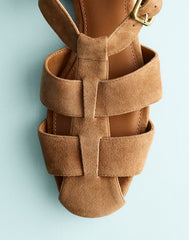 The Greta Fisherman Sandal in Suede AGED COGNAC