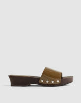 The Callen Clog Sandal in Patent Leather SAFARI KHAKI