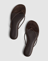 The Iggy Braided Thong Sandal in Suede & Leather DARK CAROB