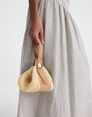 The Sculpted Metal Wristlet Bag AGED COGNAC MULTI