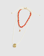 Three-Pack Puka Shell Necklace Set ENAMEL RED