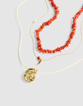 Three-Pack Puka Shell Necklace Set ENAMEL RED